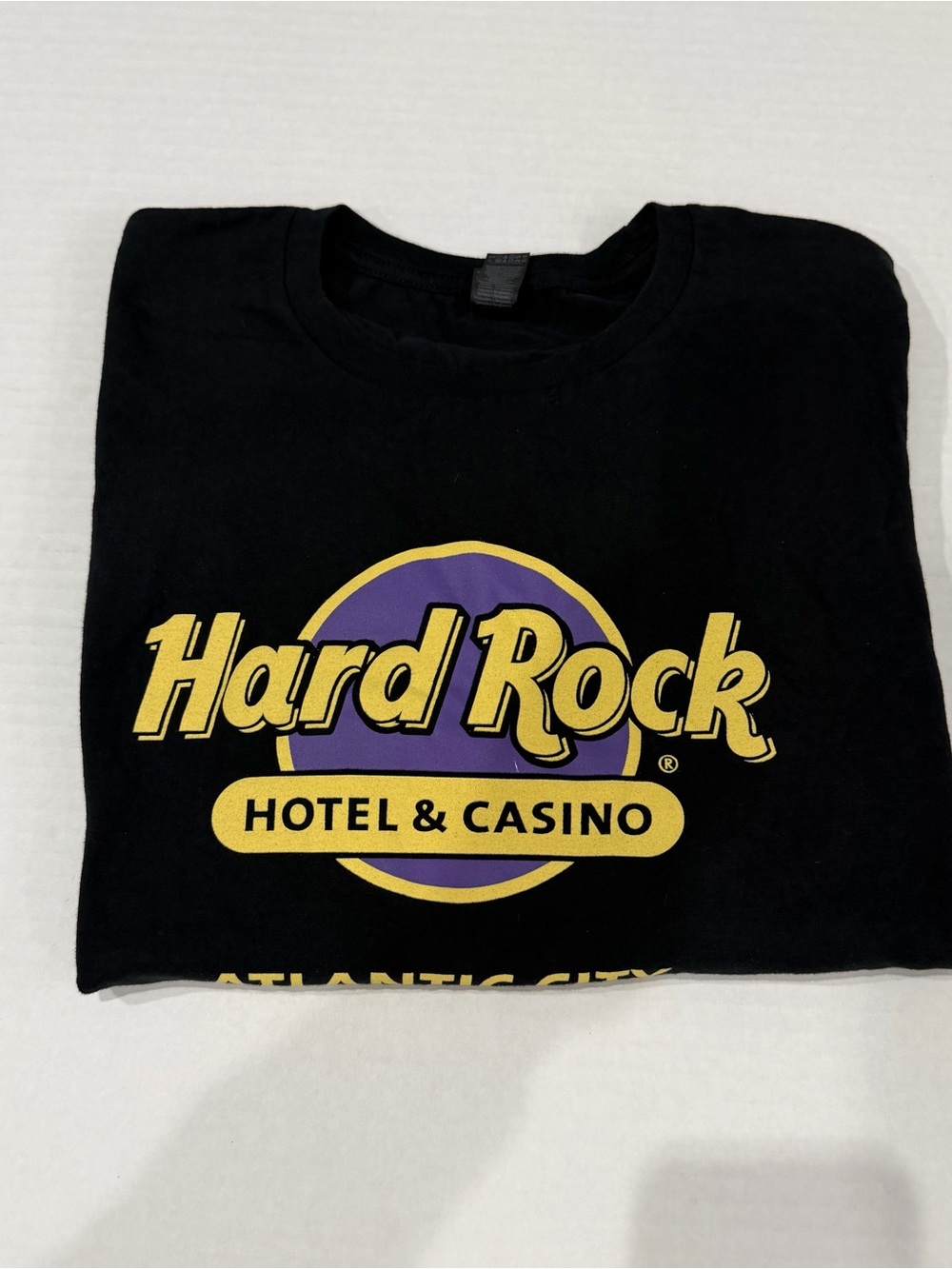 Hard Rock Cafe Black Tee with Yellow and Purple Logo